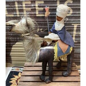 Vintage Leather & Fur Wrapped & Stitched Camel With Rider Handmade Middle East